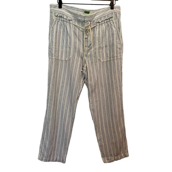 Anthropologie Linen Blend Cropped Beachy Nautical Pants Size MP - Picture 1 of 6